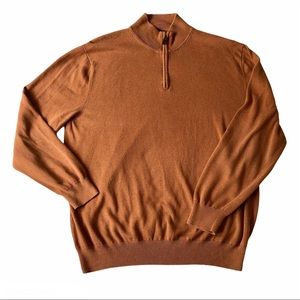 Jos A Bank Rust Cotton 1/4 Zip Long Sleeve Sweater